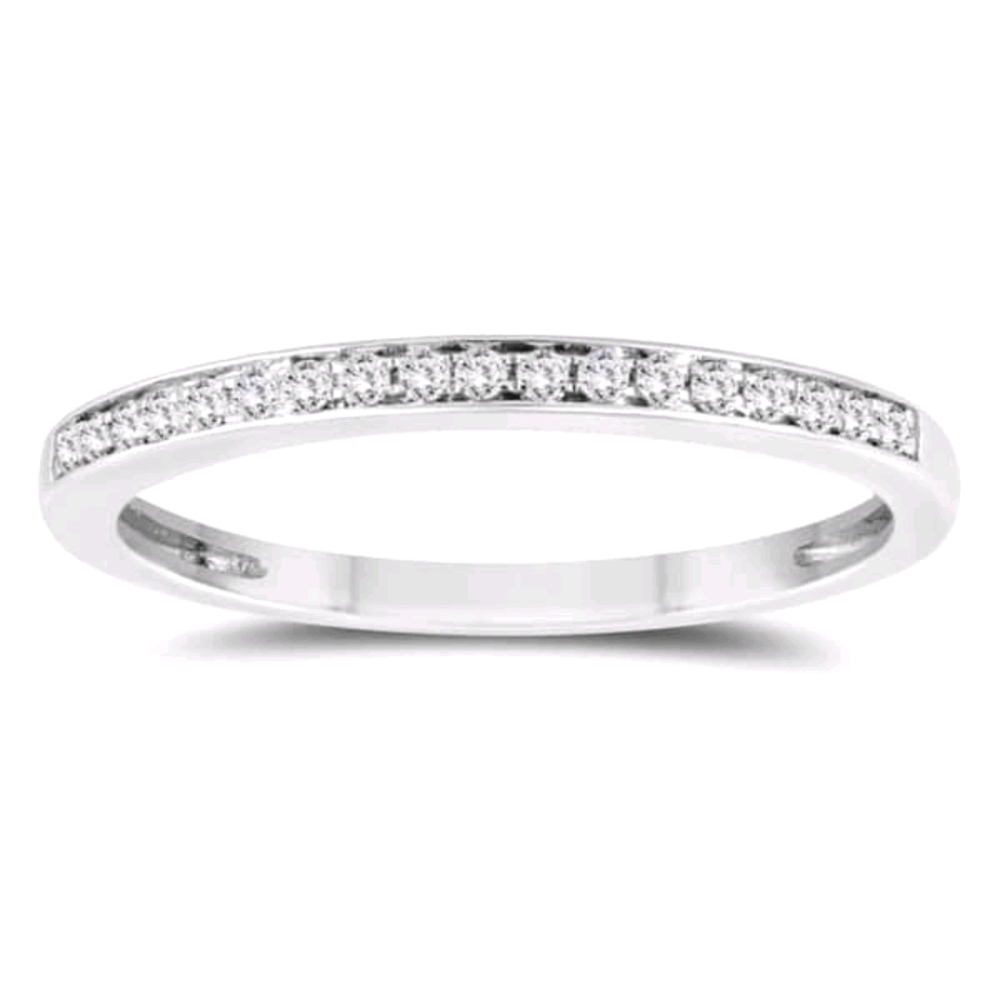 10K White Gold 1/7ct Diamond Wedding Band